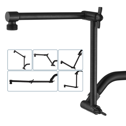 Solid Brass Shower Arm Extension, Adjustable Height & Angle, 5", 10", 14" & 15" Options