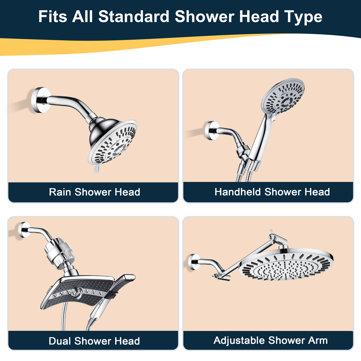 6 & 10" Solid Brass Shower Arm with Universal G1/2 Connection