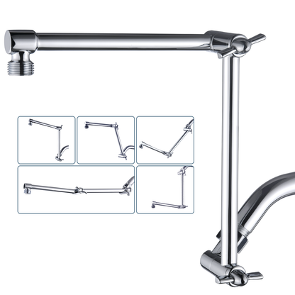 Solid Brass Shower Arm Extension, Adjustable Height & Angle, 5", 10", 14" & 15" Options