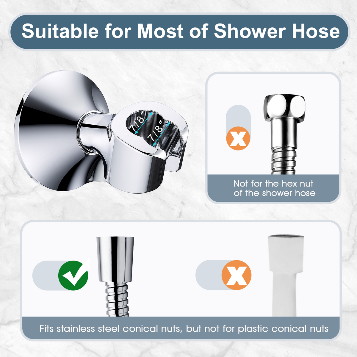 Adhesive Shower Head Holder for Handheld Shower Heads, Drill-Free Wall Mount Bracket