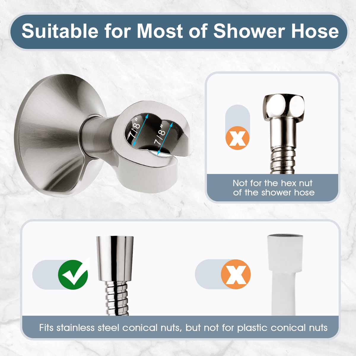 Adhesive Shower Head Holder for Handheld Shower Heads, Drill-Free Wall Mount Bracket