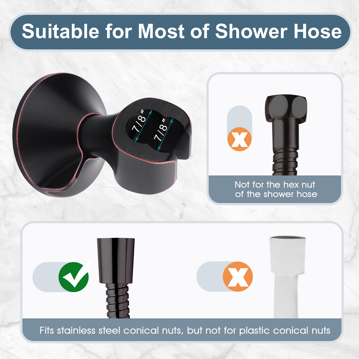 Adhesive Shower Head Holder for Handheld Shower Heads, Drill-Free Wall Mount Bracket