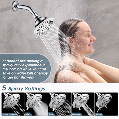 Dual Shower Head With High Rise Arm- Shower System with Valve and Trim Kit