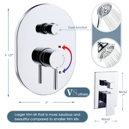 Rain Shower Faucet Set with Handheld Shower Head, 13" High Rise Arm & Valve