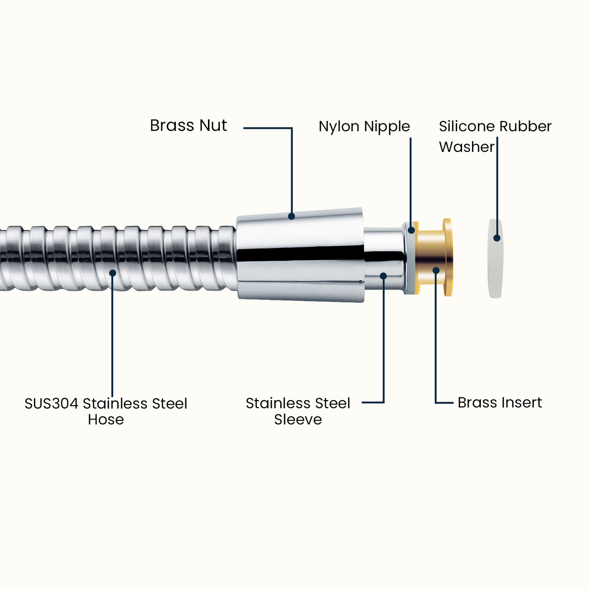 118-Inch Extra Long Stainless Steel Handheld Shower Hose with 360° Swivel