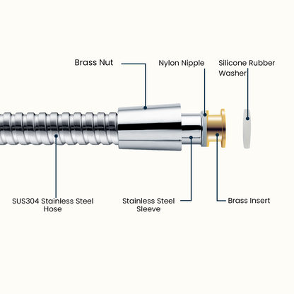 118-Inch Extra Long Stainless Steel Handheld Shower Hose with 360° Swivel