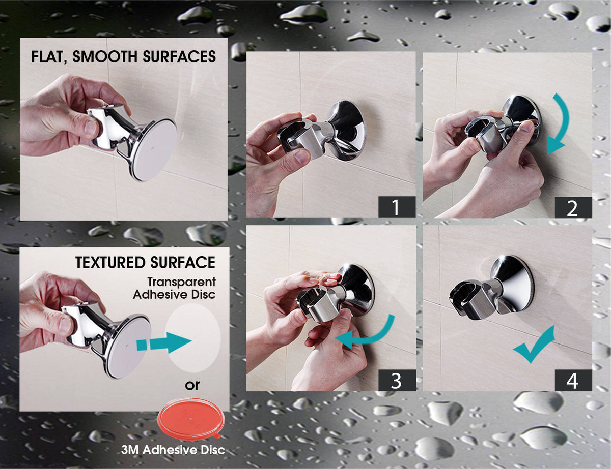 Suction Handheld Shower Head Holder with Dual Angle Positions, Wall Suction Bracket