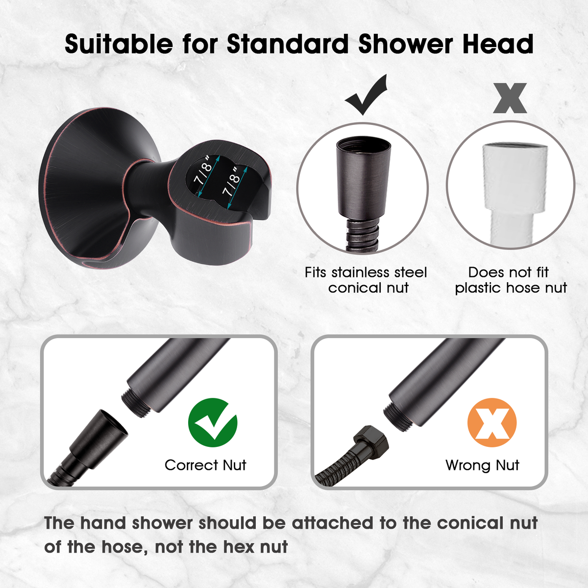 Suction Handheld Shower Head Holder with Dual Angle Positions, Wall Suction Bracket