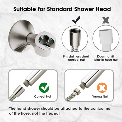 Suction Handheld Shower Head Holder with Dual Angle Positions, Wall Suction Bracket