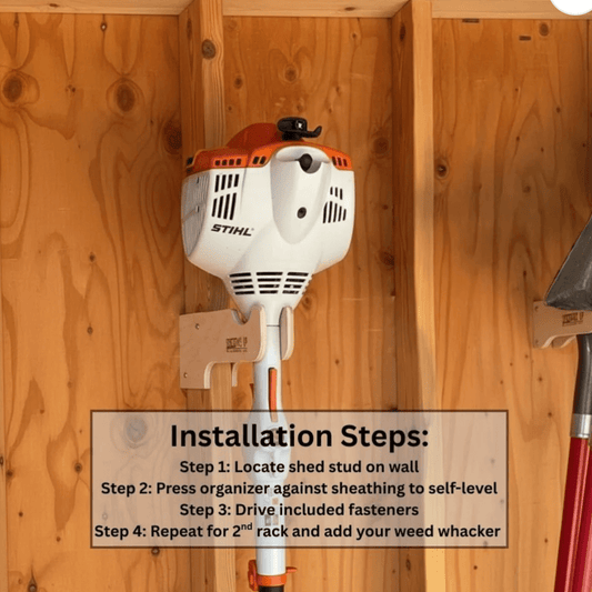 Weed Wacker Organizer Rack -Stud Mounted
