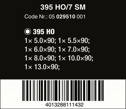 Wera 395 HOLO/7 Kraftform Plus Hollow Shaft Nut Driver Set Metric 05029510001